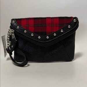 NWT Maurice’s Black Wristlet with Red Plaid Accent